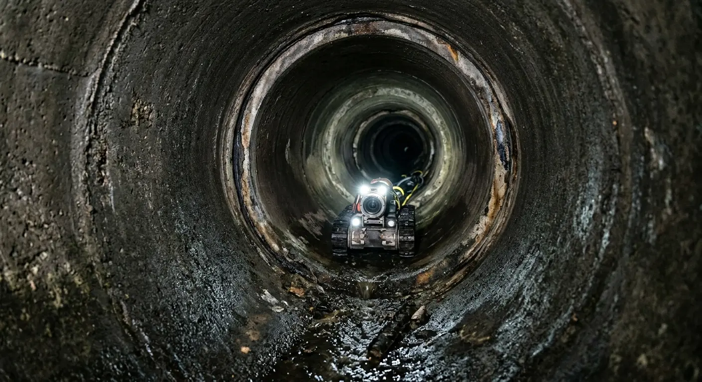 Robotic sewer camera inspecting pipe interior for Drain Snake Service in Lindenwold